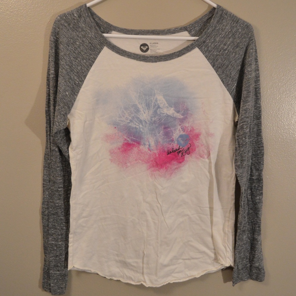 Unleash Your Roxy Raglan Shirt Curved Hem Graphic